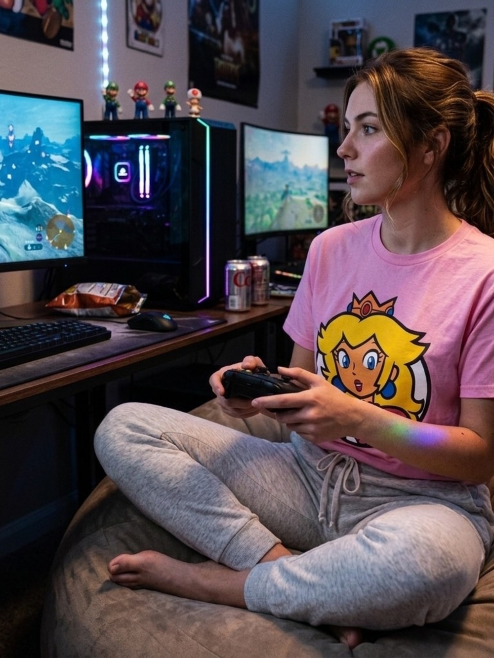 Nintendo Princess Peach From Super Mario Pink Tee Size Small